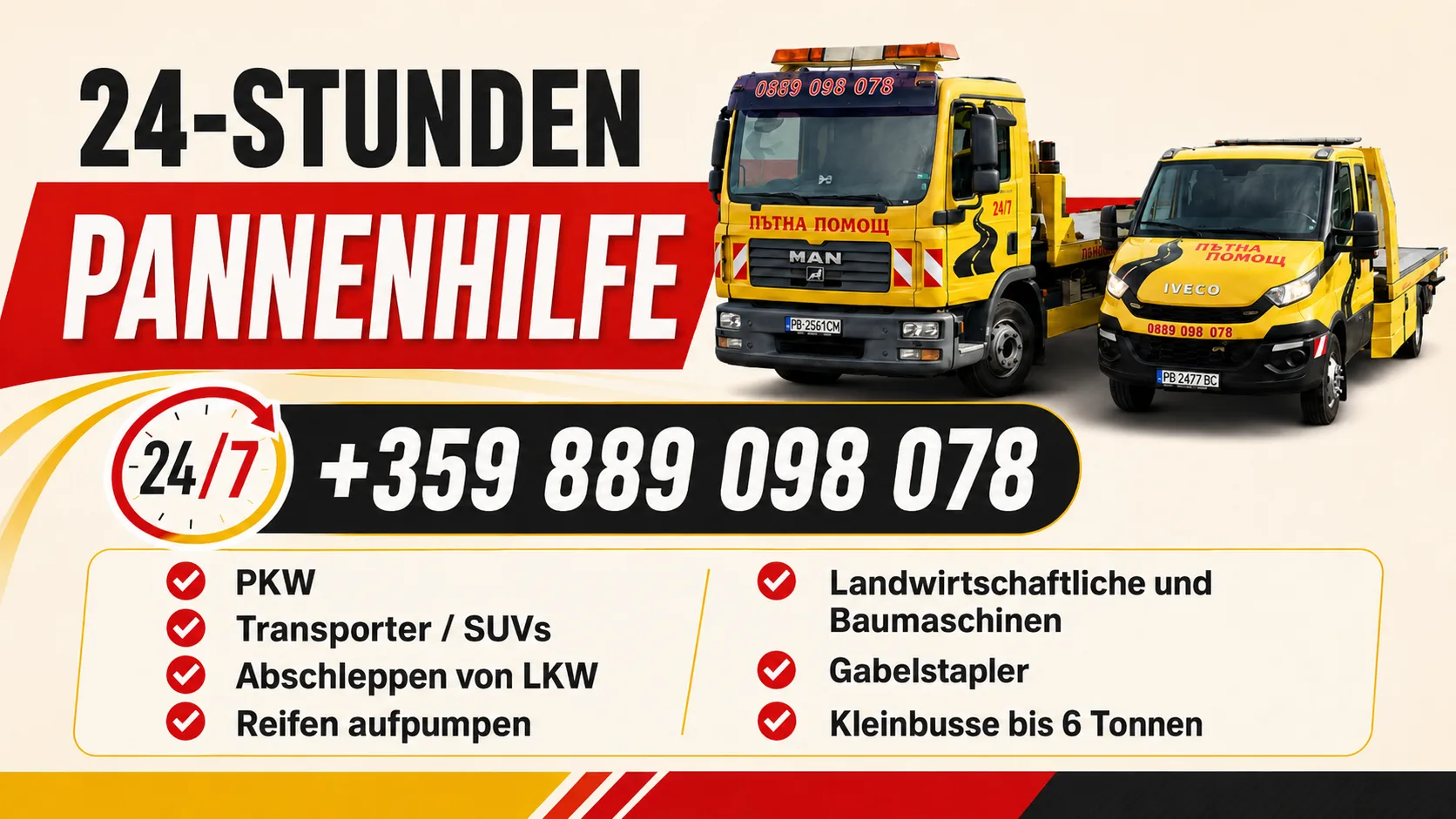 Liste der Leistungen — Pannenhilfe, Abschleppdienst, Straßenhilfe